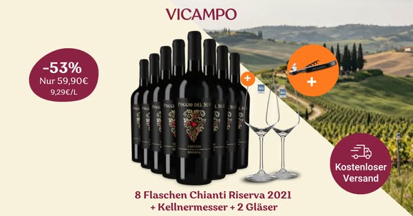 Genuss pur: Ihr Chianti Riserva Paket mit 2 Schott-Zwiesel Gläsern + Kellnermesser