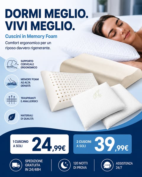 Cuscini in Memory Foam a soli 24,99€
