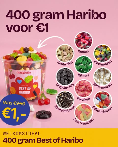 400 gram Best of Haribo voor €1, was €7,50