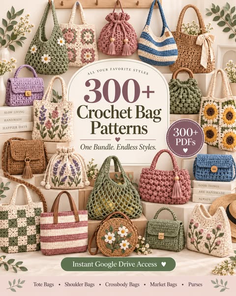 300+ Crochet Bag Patterns Bundle