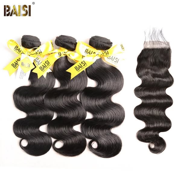 BAISI 10A Peruvian Body Wave Bundles with Closure / Frontal