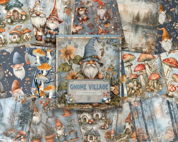 Gnome Village Patterned Paper Pad - Scrapbooking