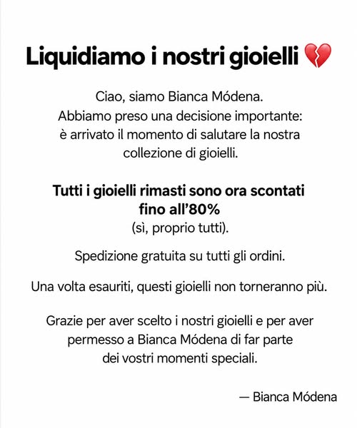 La liquidazione della collezione è già iniziata. Tornano i nostri prodotti più venduti!