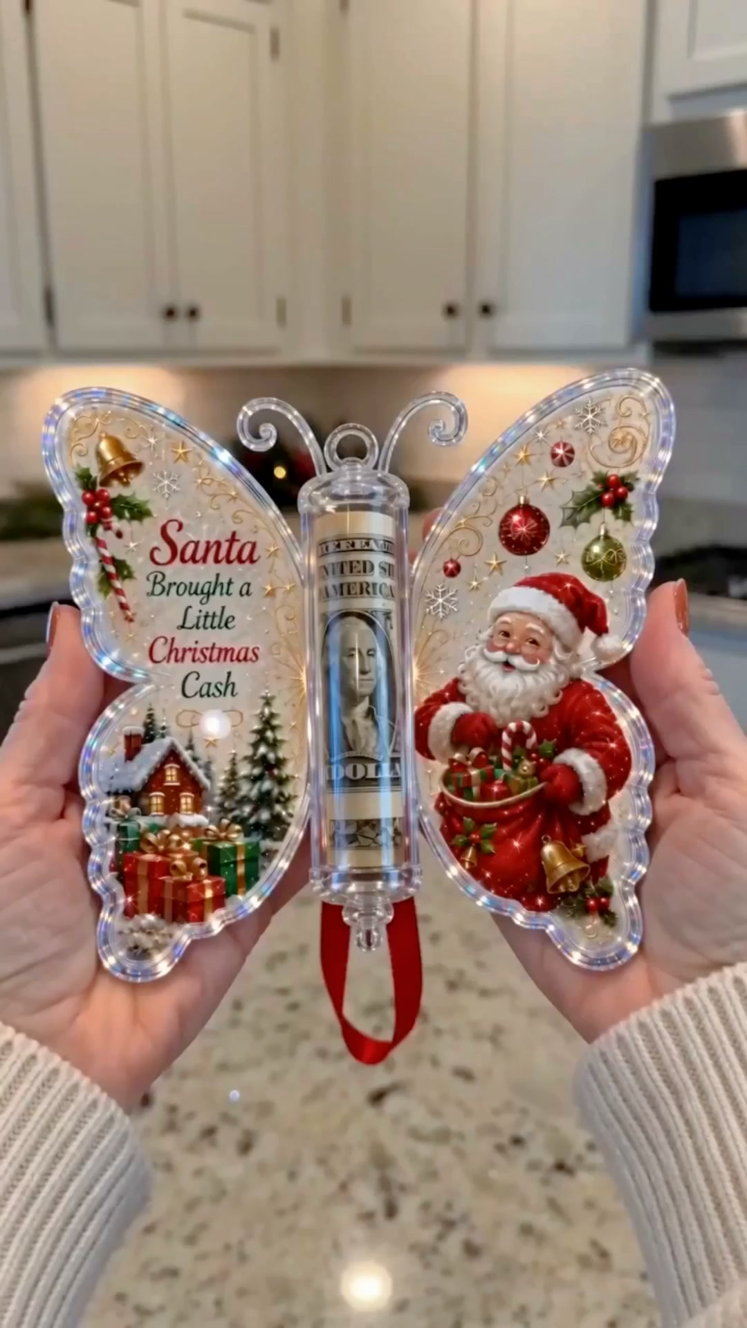 Weihnachts-Geldgeschenk-Schmetterlings-Ornament – Feiertags-Geldhalter-Erinnerungsstück