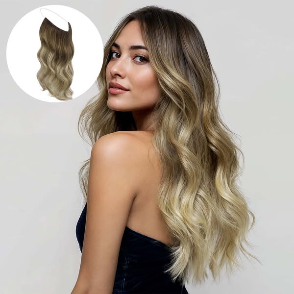 Wire Hair Extensions - Bleach Blonde Balayage (3/8/613) 14"