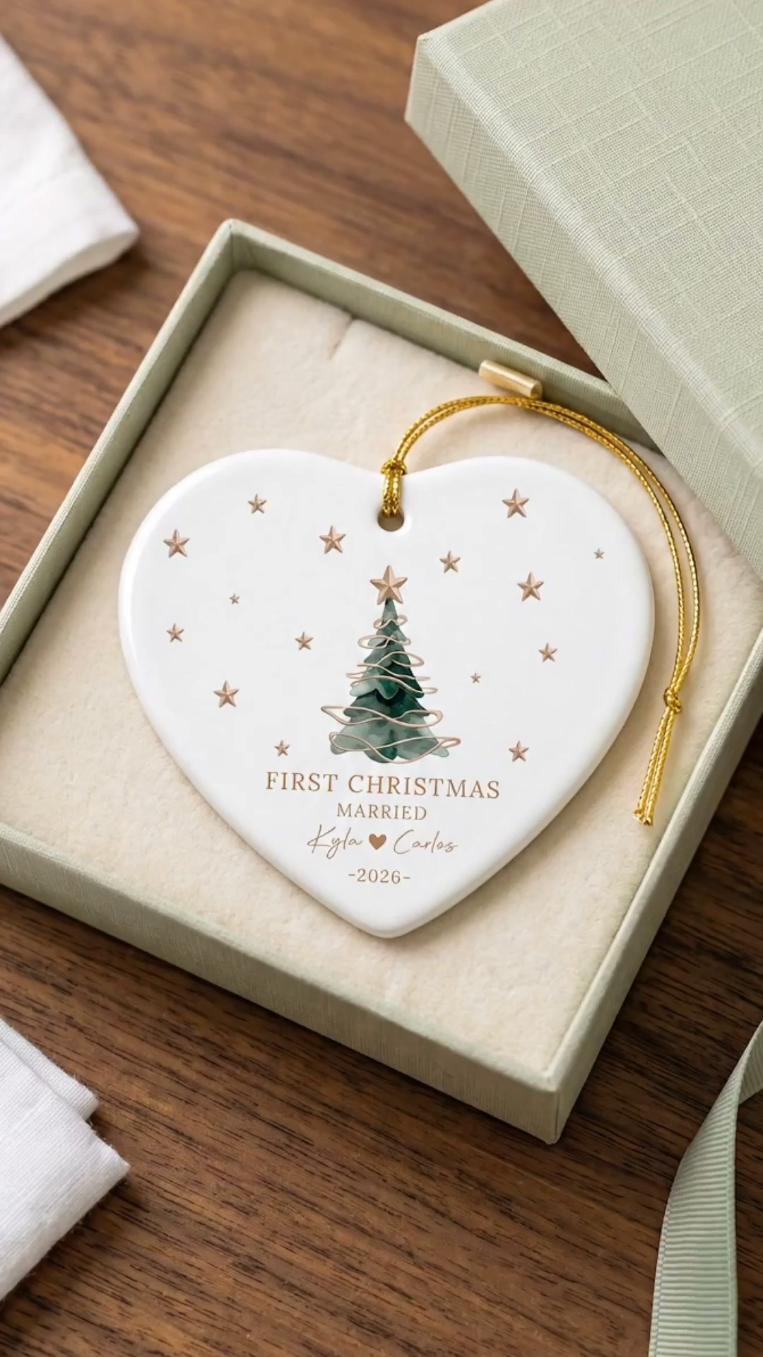 Personalized First Christmas Married Date Ornament