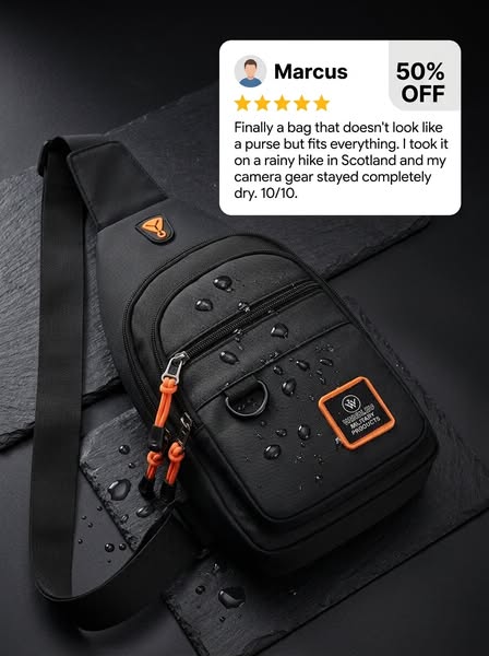 Men’s Waterproof Multi-Pocket Crossbody Sling Bag