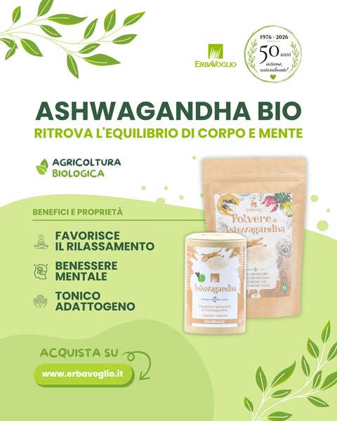 Capsule di Ashwagandha Bio - Integratori e Superfoods Erbavoglio