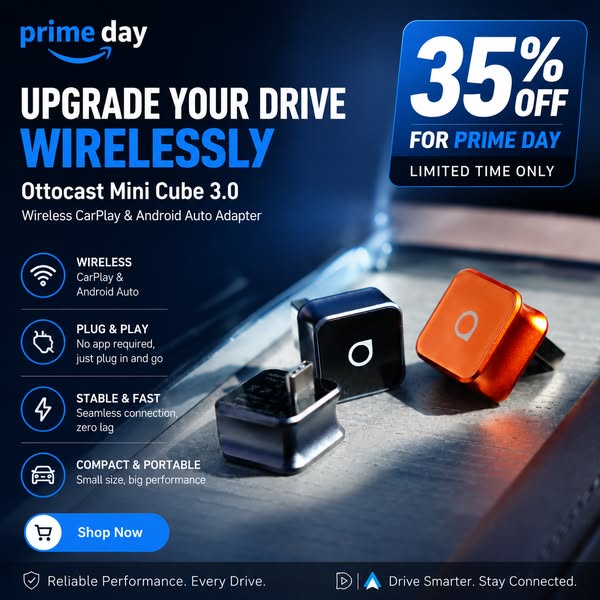 Ottocast Mini 3.0 Ultra Cube wireless CarPlay Android Auto Adapter