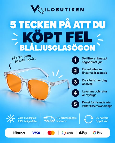99% blåljusglasögon – 349 kr