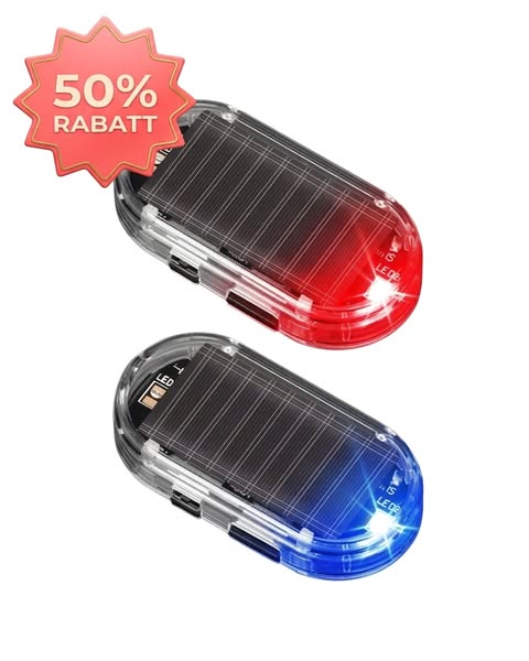 Solarbetriebene LED-Attrappe einer Autoalarmanlage mit Bewegungssensor