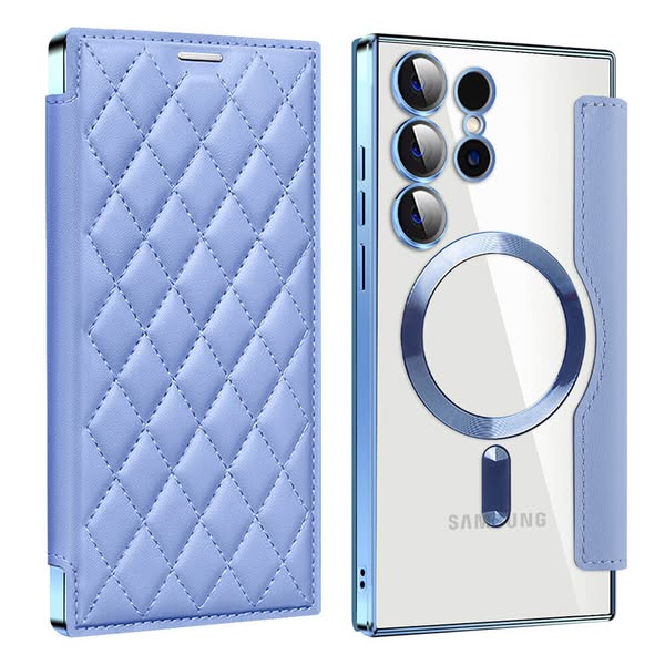 For Samsung - Magnetic Electroplated Magsafe Diamond Flip Leather Samsung Cases