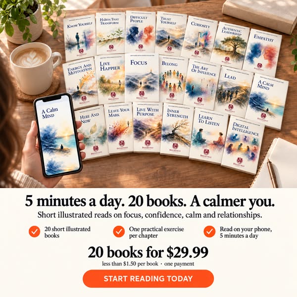 5 minutes a day. 20 books. A calmer you.