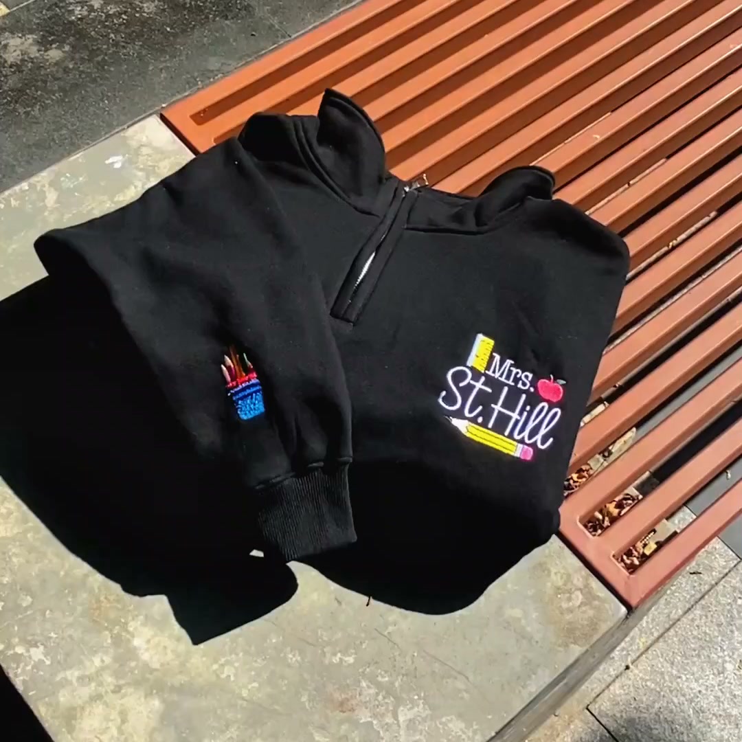 Personalized Teacher Quarter Zip for Birthday Mom - Embroidered Name 1