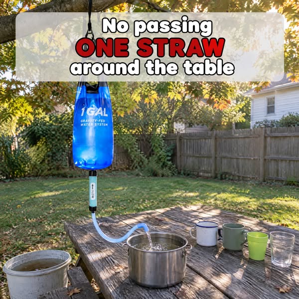 A backup water source that hangs from a branch