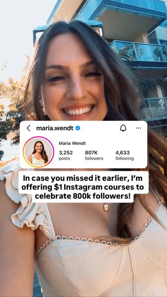 Get 8 Instagram courses for just $8 total (taught by someone with 800k Instagram followers!)