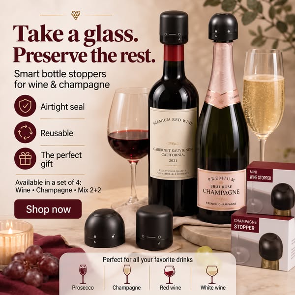Bottle Stopper for Wine and Champagne