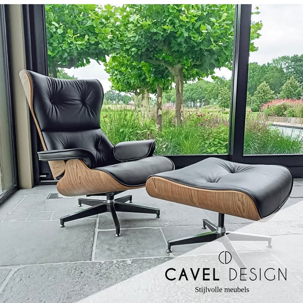 Cavel Lounge Chair zwart leer