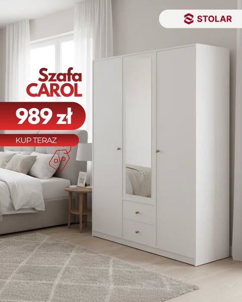 Szafa Carol Biała | Oferta Ograniczona Czasowo