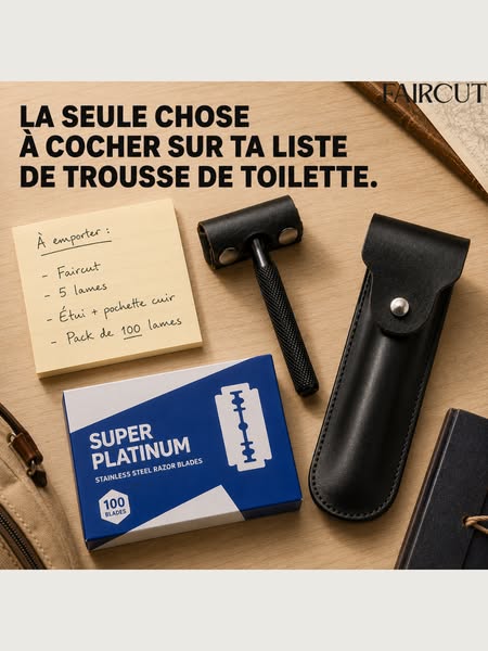 Ta routine de rasage, prête à voyager.