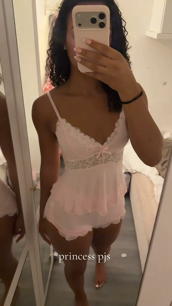 Lace Trimmed V-Neck Sleepwear Set