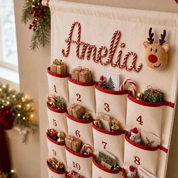 Personalized Family Advent Calendar with Name Yarn
