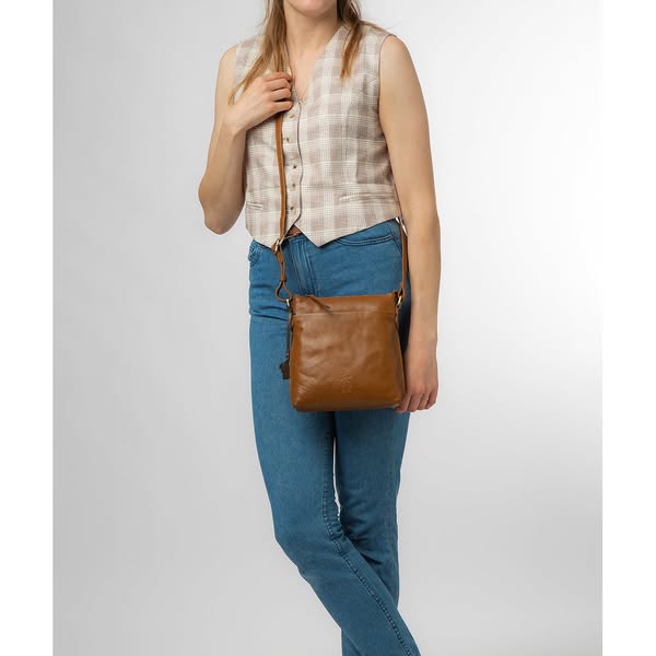 £62 'Nikita' Dark Tan Leather Cross Body Bag