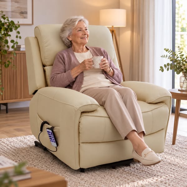 £1299.99 - Genuine Leather, Zero-Gravity Heat & Massage Riser Recliner.