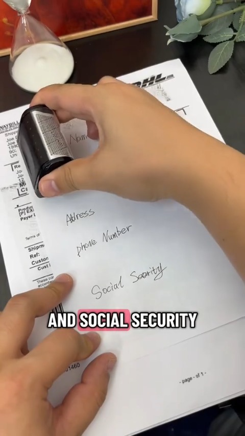 Privacy Protection Security Roller Stamp — Address & Billing Info Blocker