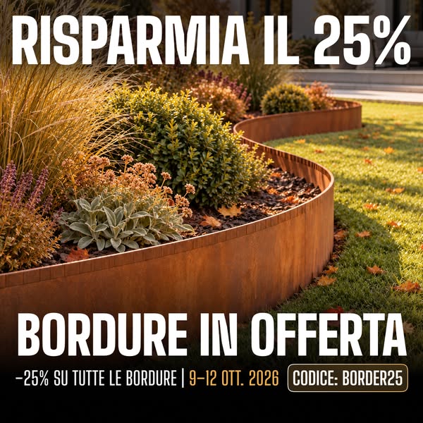Risparmia il 25% sulle bordure da giardino.