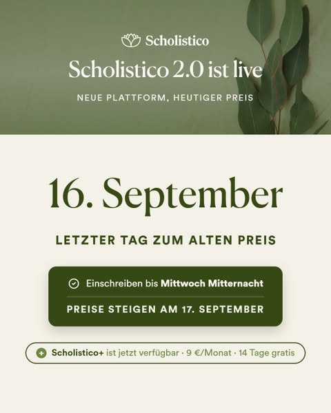 Heutiger Preis, neue Plattform. Bis 16. September
