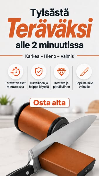 Vuoden suosituin veitsenteroitin 2026.Täydellinen lahja i sänpäiväksi.
Minimalistinen design, maksimaalinen terävyys. Rullaava veitsenteroit