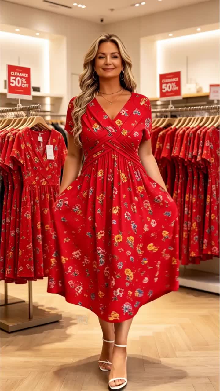 Kleid Blumig Twist Kurzer Ärmel