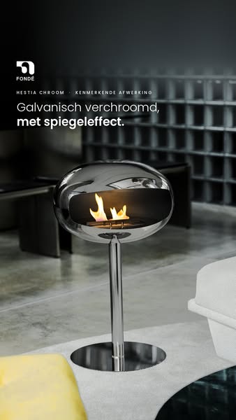 Spiegelend chroom. Een levende vlam.