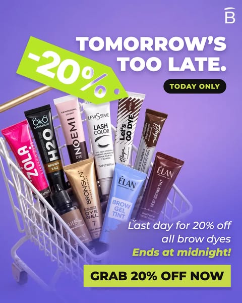 20% OFF Brow dye & tint