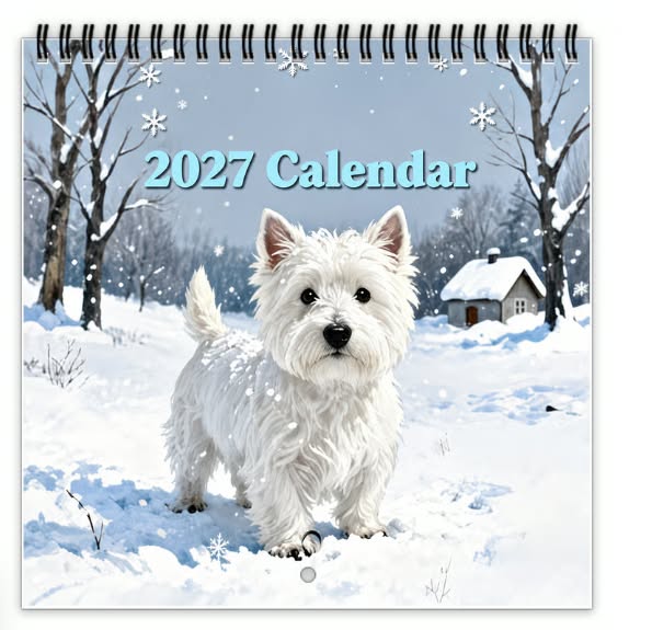 2027 West Highland White Terrier Calendar – 12 Months of Charming Dog Por