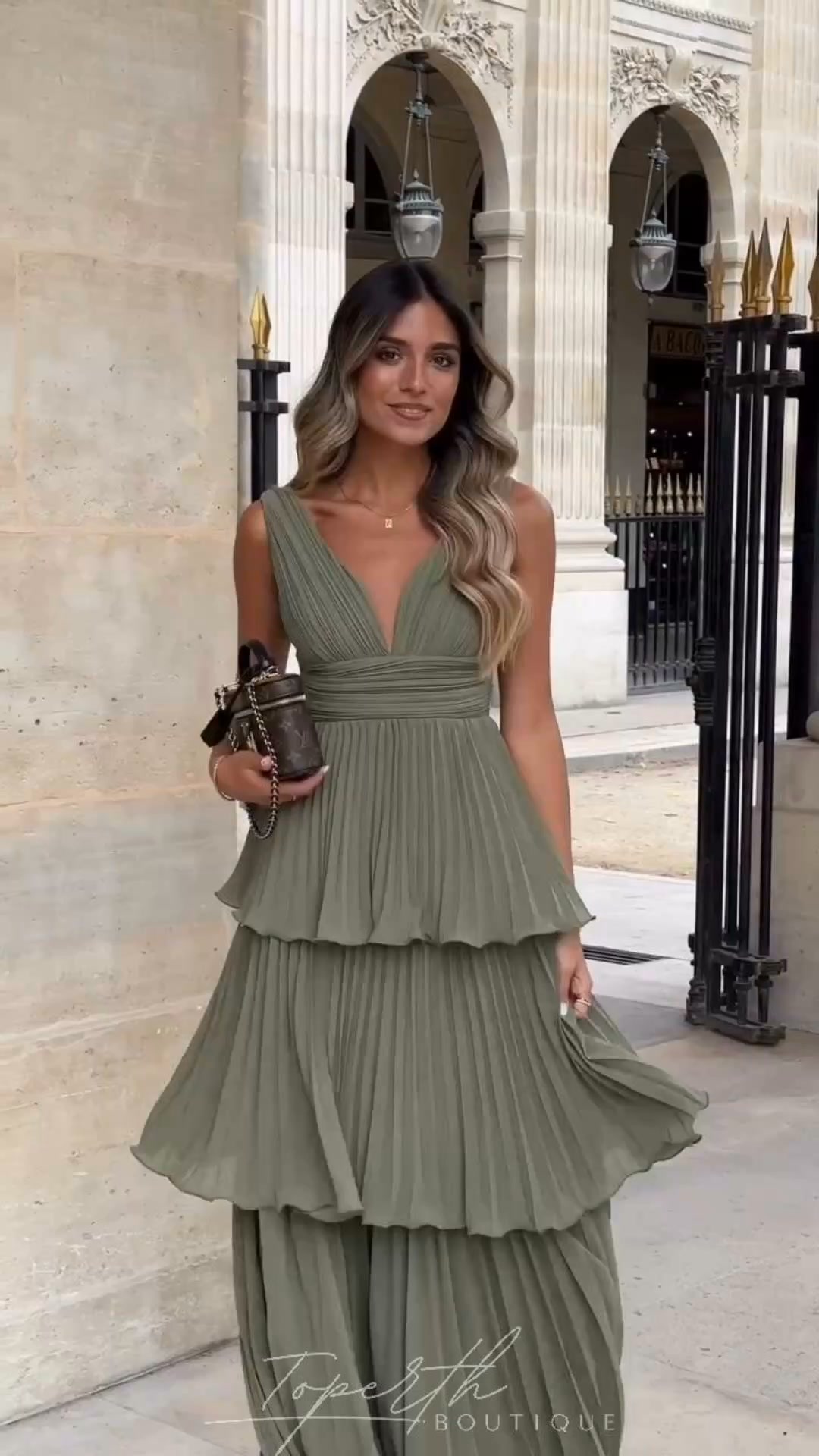 Tiered V-Neck Maxi Dress | Quiet Grace