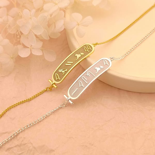 Custom Egyptian Hieroglyphic Name Bracelet, Ancient Egyptian Bracelet, Sterling Silver Bracelet, Personalized Gift