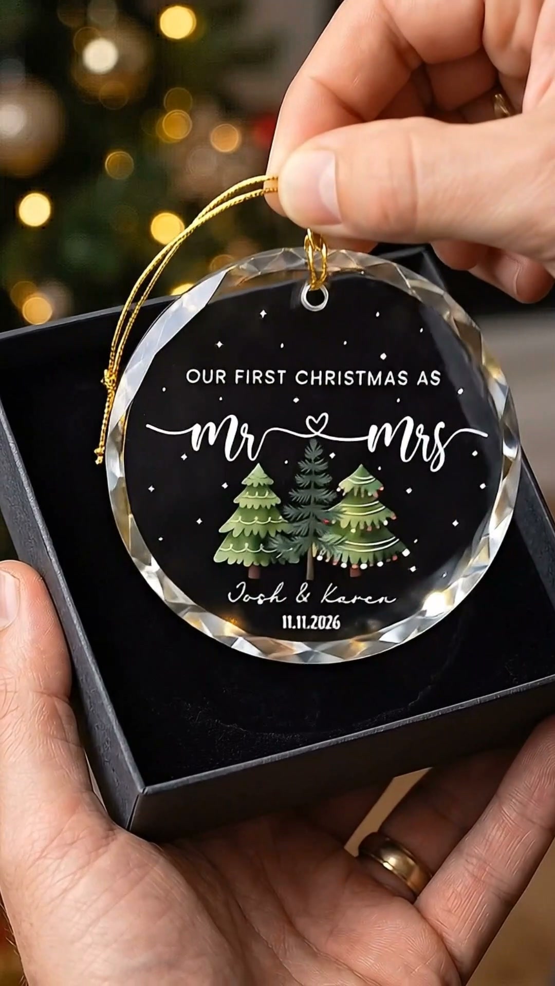 Our First Christmas As Mr & Mrs Glass Ornament
