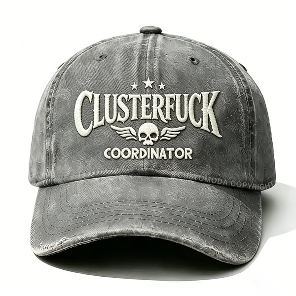 Washed embroidered cap
