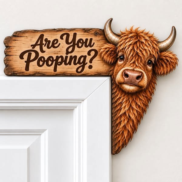 ARE YOU POOPING? Funny Highland Cow Door Topper - Buy 1