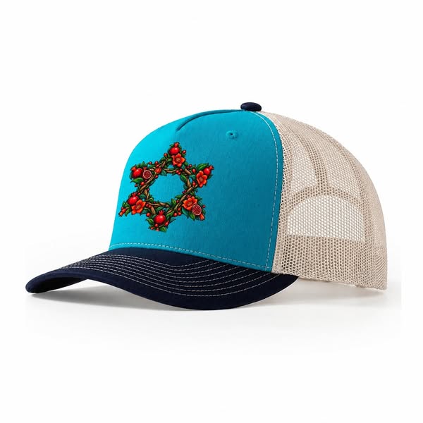 Star Of David Floral Bloom Trucker Hat | Pandaize