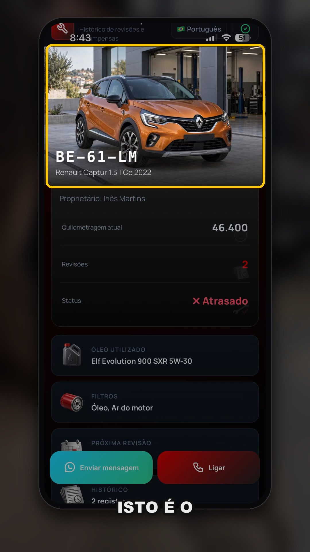 Isto é o que o seu cliente vê