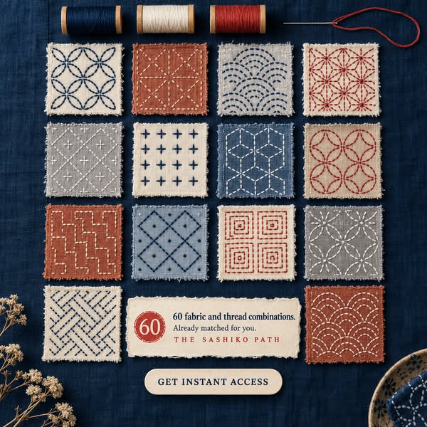 The Sashiko Path — 8 Guides, 120 Patterns, One Calm Method