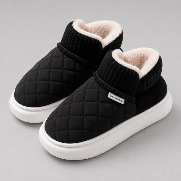 Velour Thermal Bootie Slippers