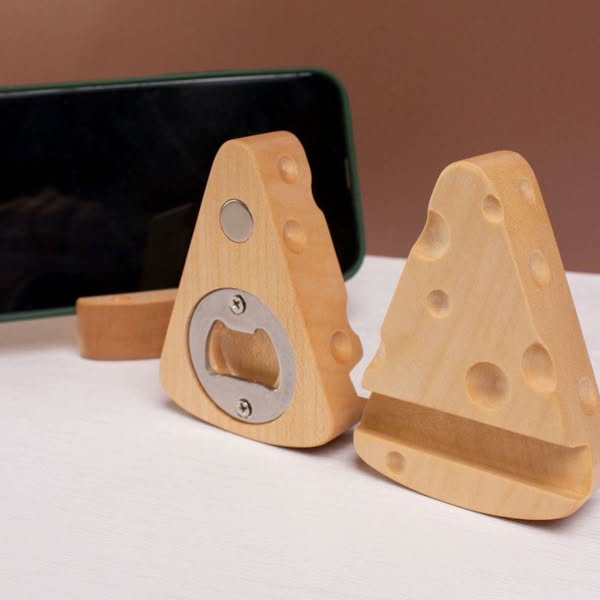 Cheese-Shaped Wooden Fridge Magnet | Cute Kitchen Memo Holder