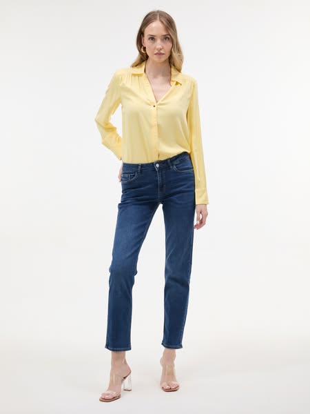 Niebieskie jeansy damskie straight ORSAY