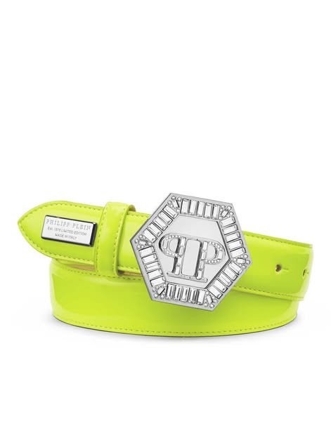 Philipp Plein - Pasek "Crystal Hexagon" - Rozmiar 80 - Zielony - Catwalk