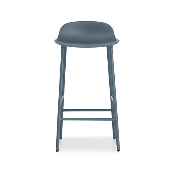 Normann Copenhagen - Form Bar Stool Steel Base, 65cm, Blue