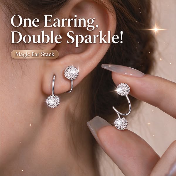 Stack Without Extra Holes Dual Sphere Wrap Earrings